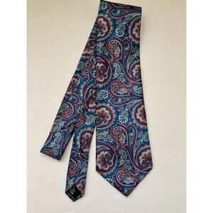 Vintage Manhattan Tie Paisley Necktie 56” Multicolor Made In USA